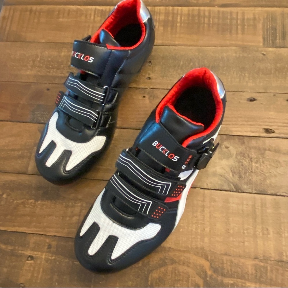 Women's Black, White & Red Cycling Shoes